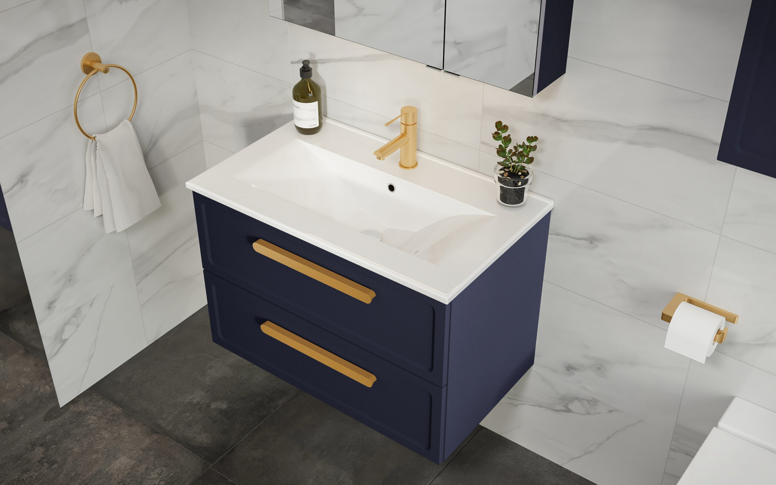 Finix 75 cm alsó + öntött márvány mosdó