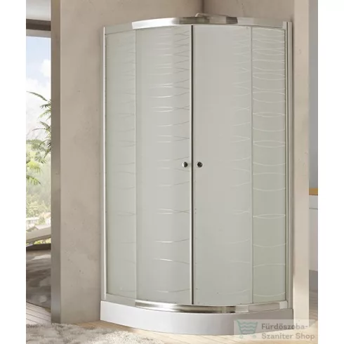 Lotus Wave íves zuhanykabin + Alex tálca 90 x 90 cm
