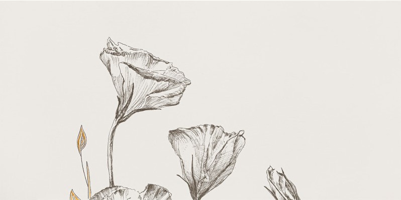 Flame Velo Bianco Flowers 4 59,8 x 119,8 cm
